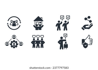 Community icon set.vector.editable stroke.linear style sign for use web design,logo.Symbol illustration.