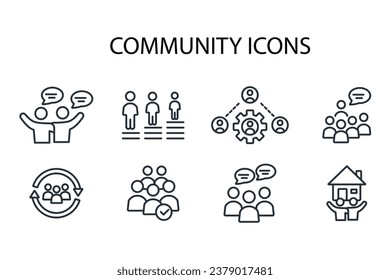 Community icon set.vector.Editable stroke.linear style sign for use web design,logo.Symbol illustration.