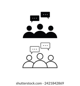 Community icon silhouette and line on white background