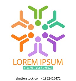 Community icon, social networks, team of friends. Stock vector illustration isolated on white background. Flat design.