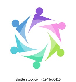 Community icon, social networks, team of friends. Stock vector illustration isolated on white background. Flat design.