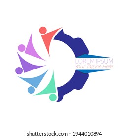 Community icon, social networks, team of friends. Stock vector illustration isolated on white background. Flat design.