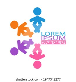 Community icon, social networks, team of friends. Stock vector illustration isolated on white background. Flat design.