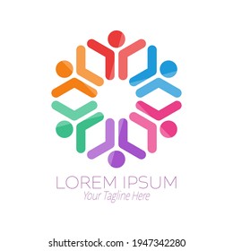 Community icon, social networks, team of friends. Stock vector illustration isolated on white background. Flat design.