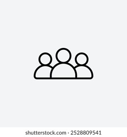 Icono de comunidad en tres tamaños de trazo de línea diferentes.
