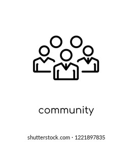community icon. Trendy modern flat linear vector community icon on white background from thin line general collection, editable outline stroke vector illustration