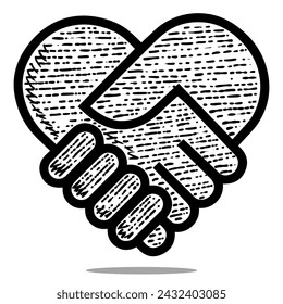 community icon vector engraving style hand drawn black and white
