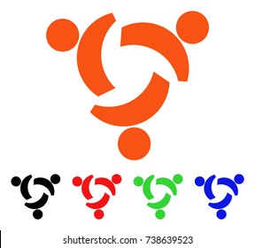 Community icon. Vector illustration style is a flat iconic community symbol with black, orange, red, green, blue color versions. Designed for web apps and software interfaces.