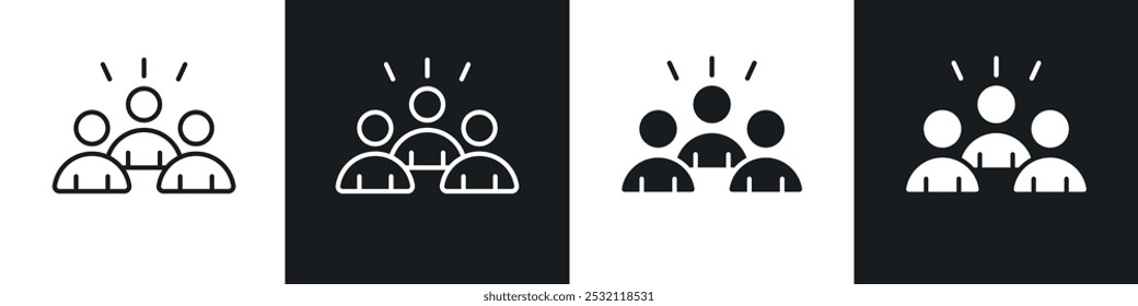 Community icon vector icon set black filled and outlined style.