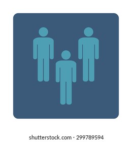 Community icon. Vector style is cyan and blue colors, flat rounded square button on a white background.