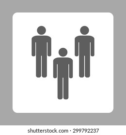 Community icon. Vector style is dark gray and white colors, flat rounded square button on a silver background.