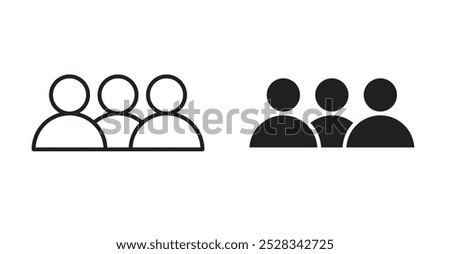 Community icons. Vector set in filled and line style.
