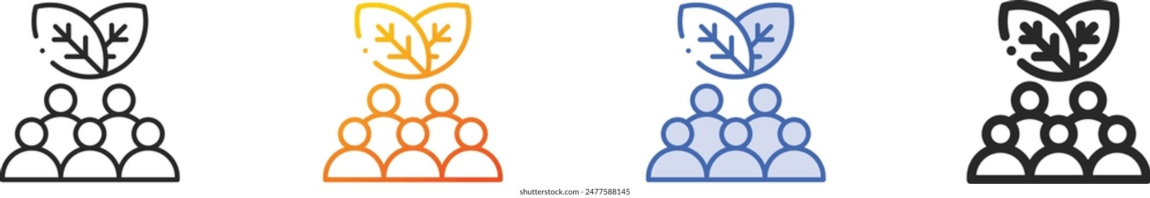 community icon.Thin Linear, Gradient, Blue Stroke and bold Style Design Isolated On White Background