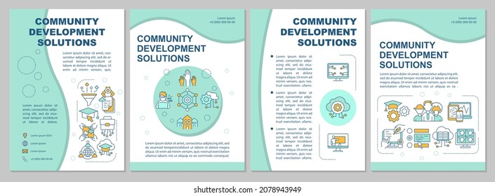 Community Improvement Solutions Brochure Template. Flyer, Booklet, Leaflet Print, Cover Design With Linear Icons. Vector Layouts For Presentation, Annual Reports, Advertisement Pages