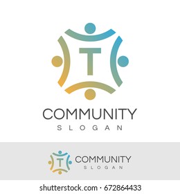 Community Initial Letter T Logo Design