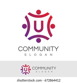 community initial Letter U Logo design