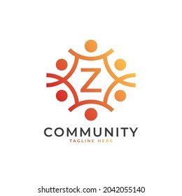 Community Initial Letter Z Connecting People Logo. Colorful Geometric Shape. Flat Vector Logo Design Template Element.