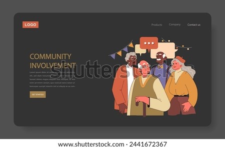 Community involvement concept. Joyful seniors actively participating in local events, fostering social connections. Celebrating communal spirit and shared experiences.