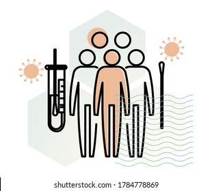 Community Level Nasal Swab - Nasopharyngeal Swab Testing And Sample Collection  - Icon As Eps 10 File.