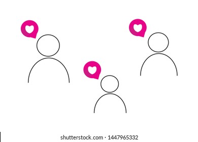 Community line art with a sign of the heart