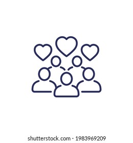 community line icon with people and hearts