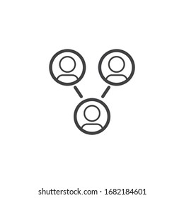 Community line icon. People network connection linear style sign for mobile concept and web design. Organization group outline vector icon. Symbol, logo illustration. Vector graphics