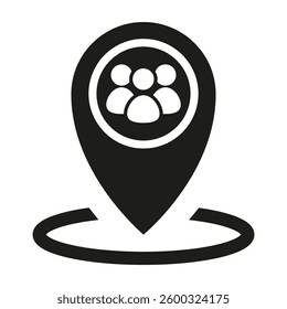 Community location icon. Group marker symbol. Social place pin. Vector navigation sign.