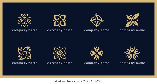 community logo with abstract flower bundle set 