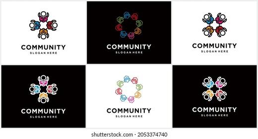 Community logo with colored people in circular shape teamwork logo community logo 