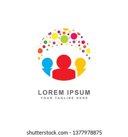 community logo connection colorful people isolated