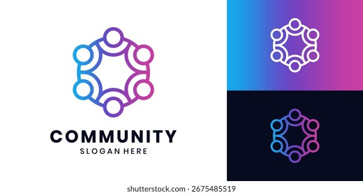 Design de logotipo comunitário com círculo abstrato de pessoas
