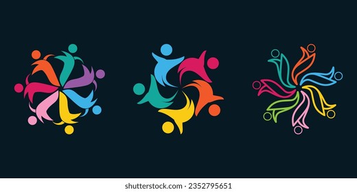 Community logo design collection with creative unique concept Premium Vector