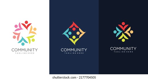 Community logo design concept with abstract style Premium Vector