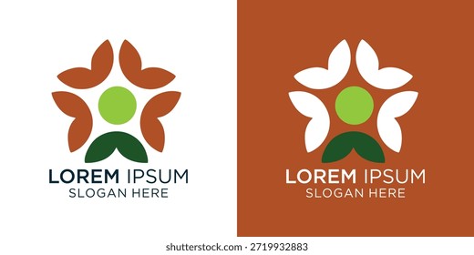 Diseño de logotipo comunitario con un centro verde vibrante y Formas orgánicas de pétalos, ideal para marcas de salud, bienestar o inspiradas en la naturaleza con valores modernos y respetuosos con el medio ambiente	