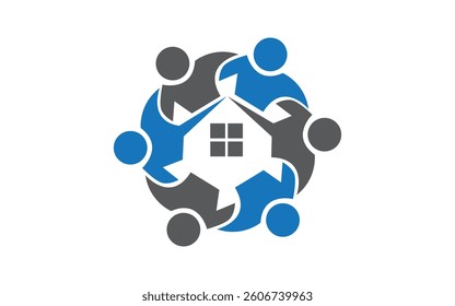Community Logo Design Friendship teamwork family  group meeting and home logo