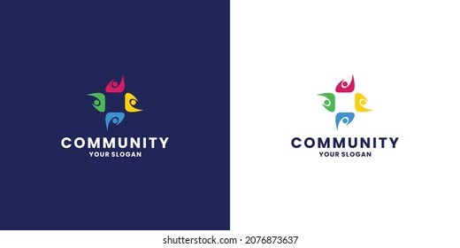 community logo design, human, team work logo design template