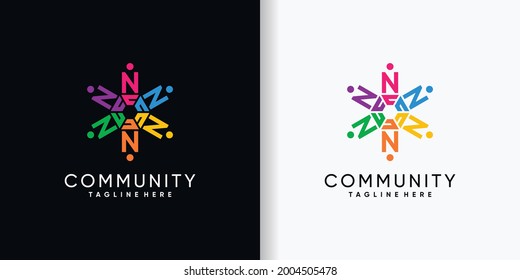 Community logo design initial letter N with creative concept