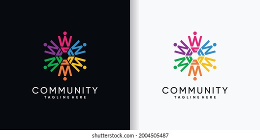 Community logo design initial letter W with creative concept