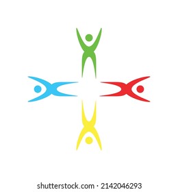 Diseño de logotipo comunitario inspirador de la plantilla vectorial, logotipo de relación social e icono, concepto de logotipo de cuidado de adopción, símbolo de icono