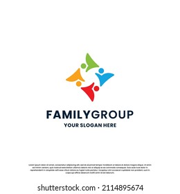 community logo design. people family, group work logo template