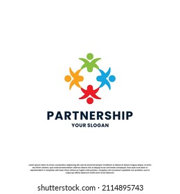 community logo design. people family, group work logo template