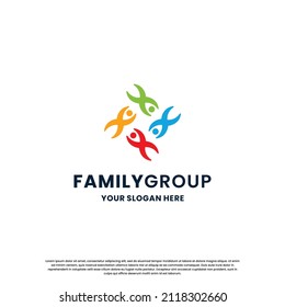 community logo design. people family, group work logo template