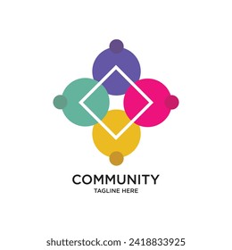 Diseño de logotipo comunitario concepto simple Vector Premium