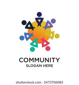 Community logo design simple concept Premium vector