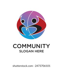 Community logo design simple concept Premium vector