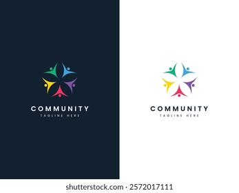 Community Logo Design: Teamwork, Equality, Networking, People Icon, Connectivity, Family, Friend Circle, Team Concept, Global Community, Social Support, Business Partnership, Human Rights Logo Vector