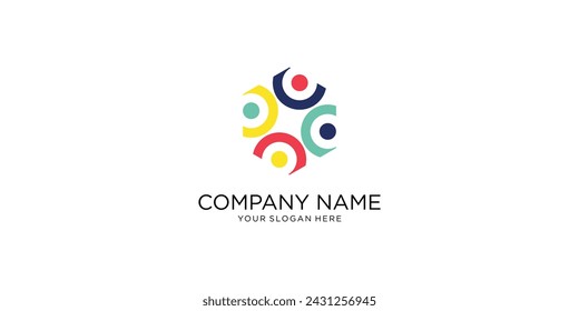 Community logo design , Teamwork logo , Family logo design with modern style| premium vector