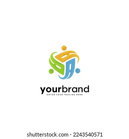 Community logo design template. Letter a logo design concept
