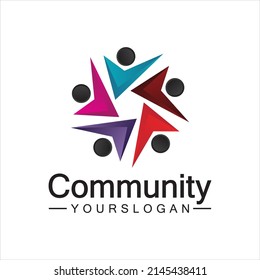 Community Logo Design Template for Teams or Groups.network and social icon design 