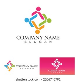 Community Logo Design Template for Teams or Groups.network and social icon design 